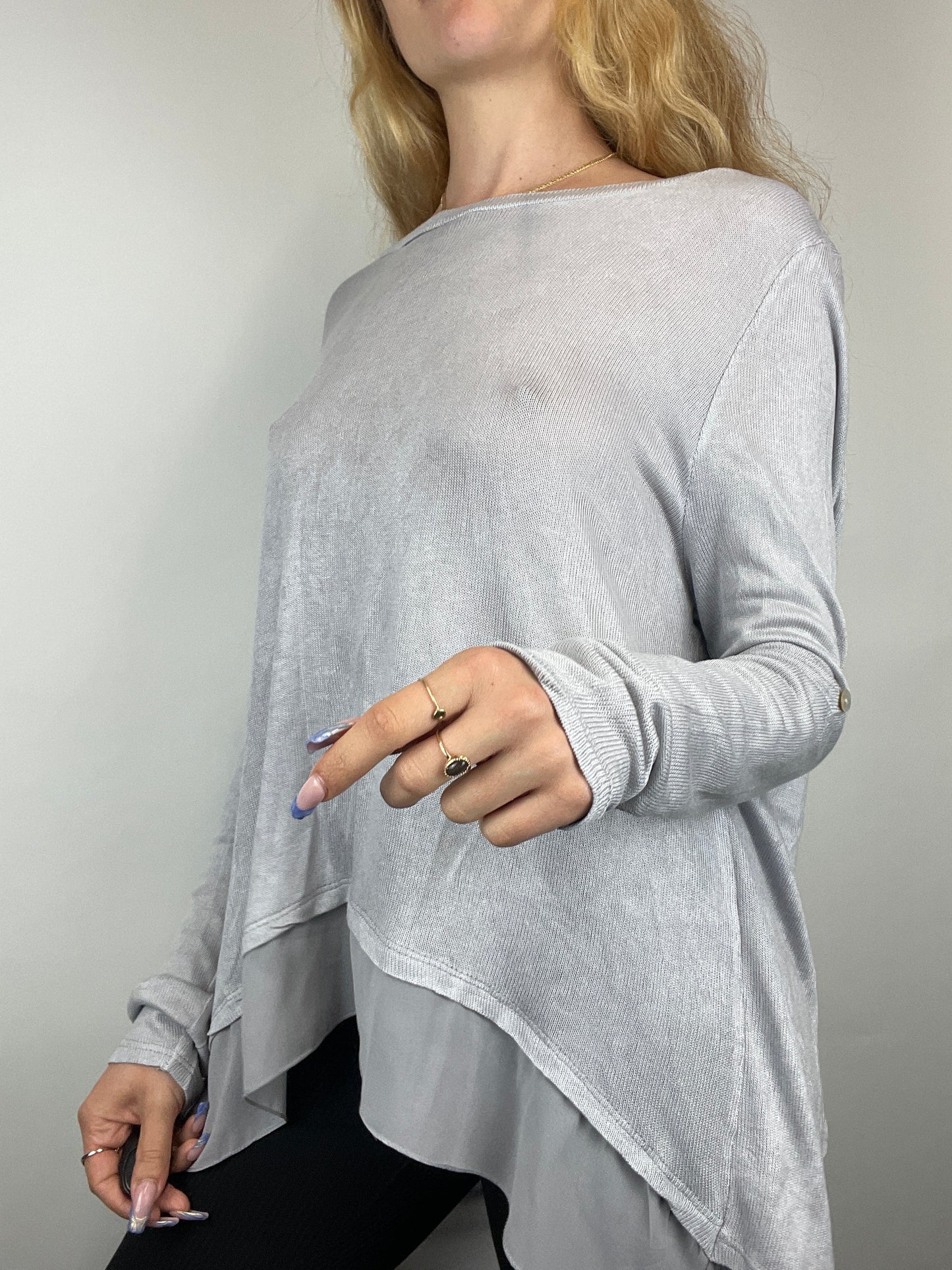 top gris y2k décolleté dos vintage