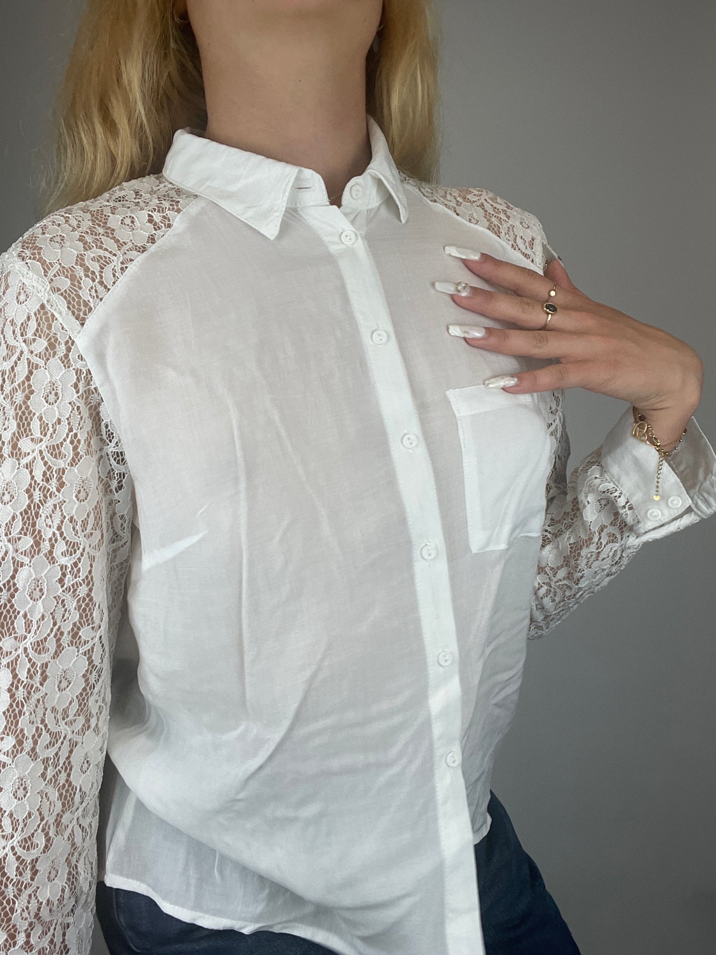 Chemise dentelle y2k blanche vintage