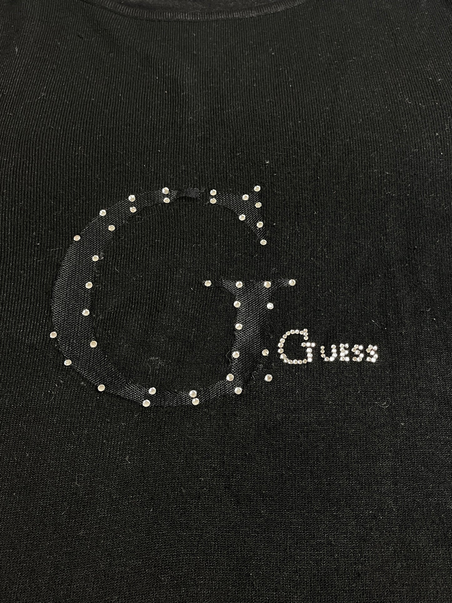 Pull guess y2k à strass noir vintage