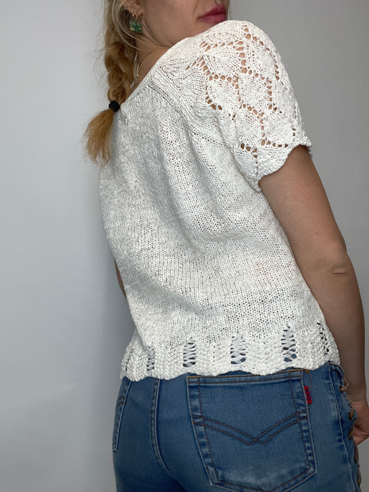 Gilet en maille y2k blanc vintage