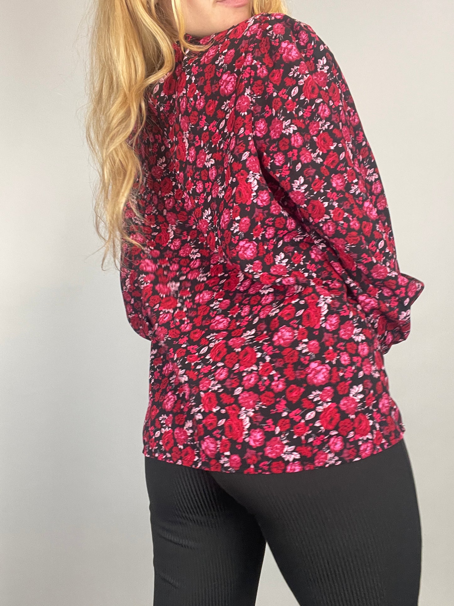 blouse fluide y2k à fleurs rouge vintage :