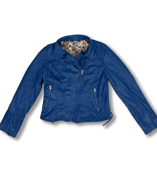 Veste en similicuir y2k bleu vintage