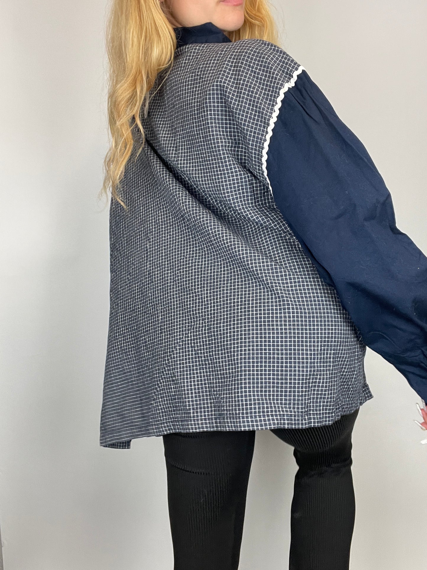 chemise bleue oversized y2k broderie vintage