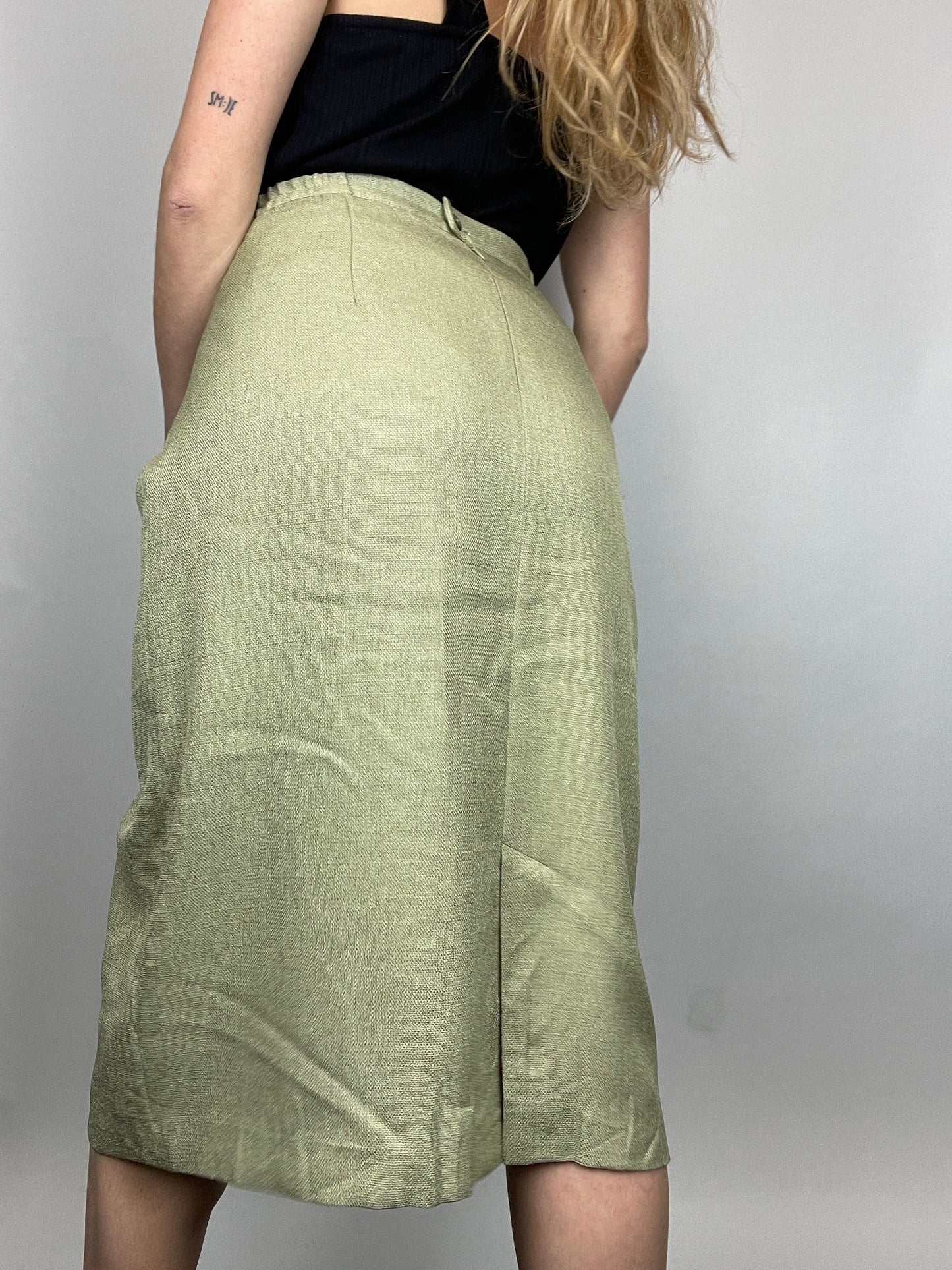 Jupe tailleur y2k verte pâle fendue vintage