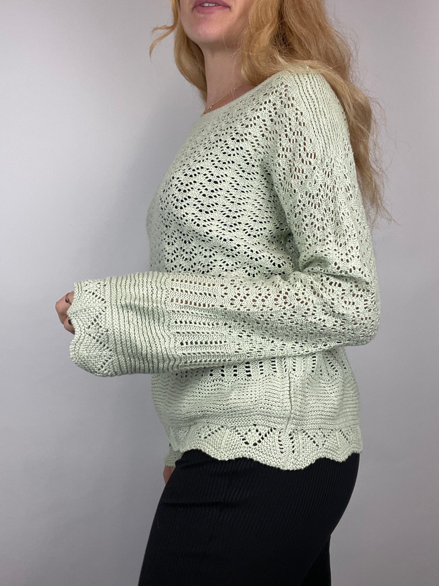 Pull vert y2k en maille vintage