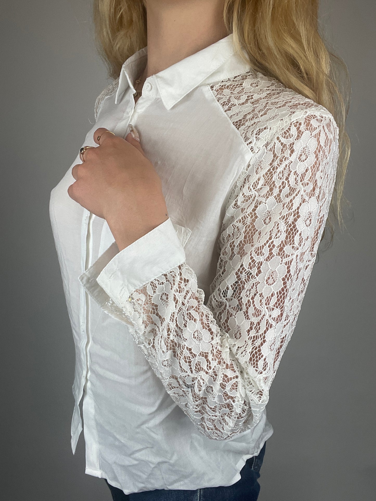 Chemise dentelle y2k blanche vintage