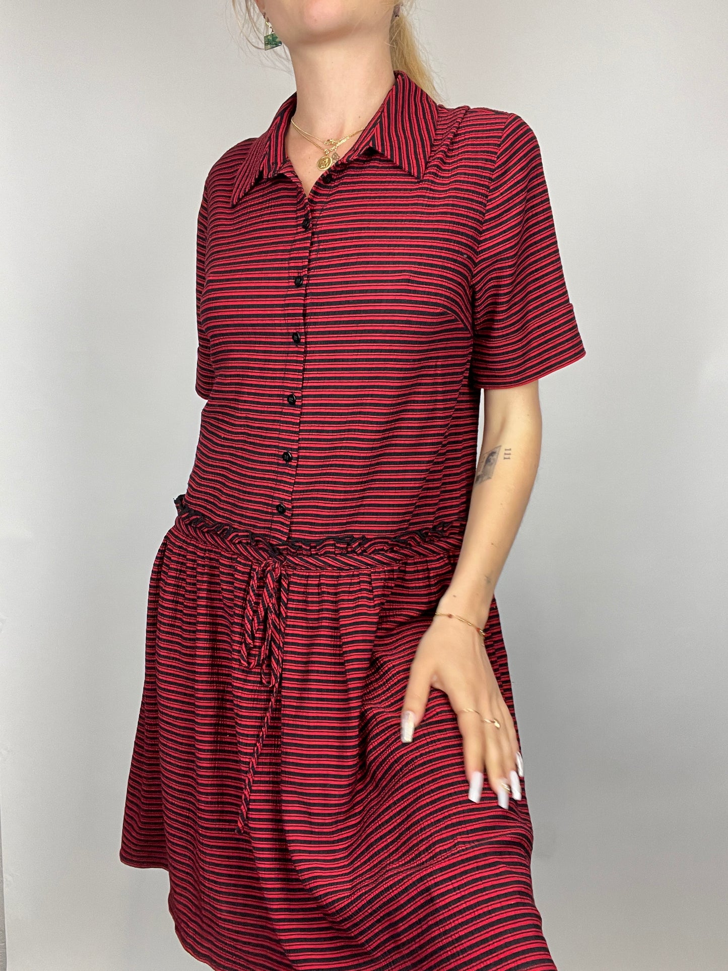 Robe chemise Claudie Pierlot y2k rouge à rayures vintage