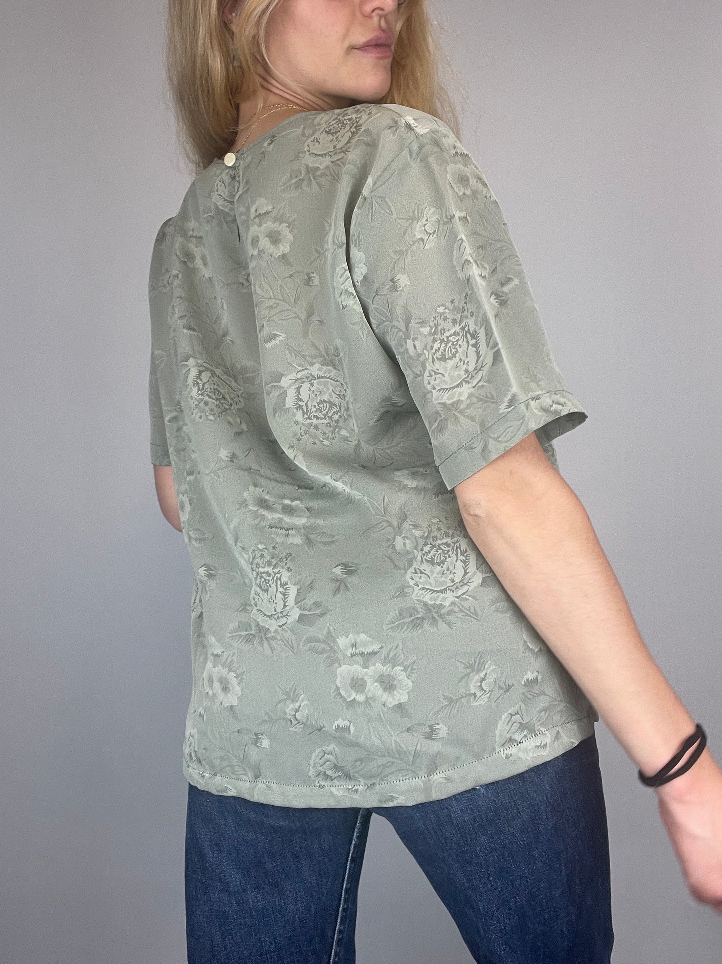 Top oversized y2k vert motif fleur vintage