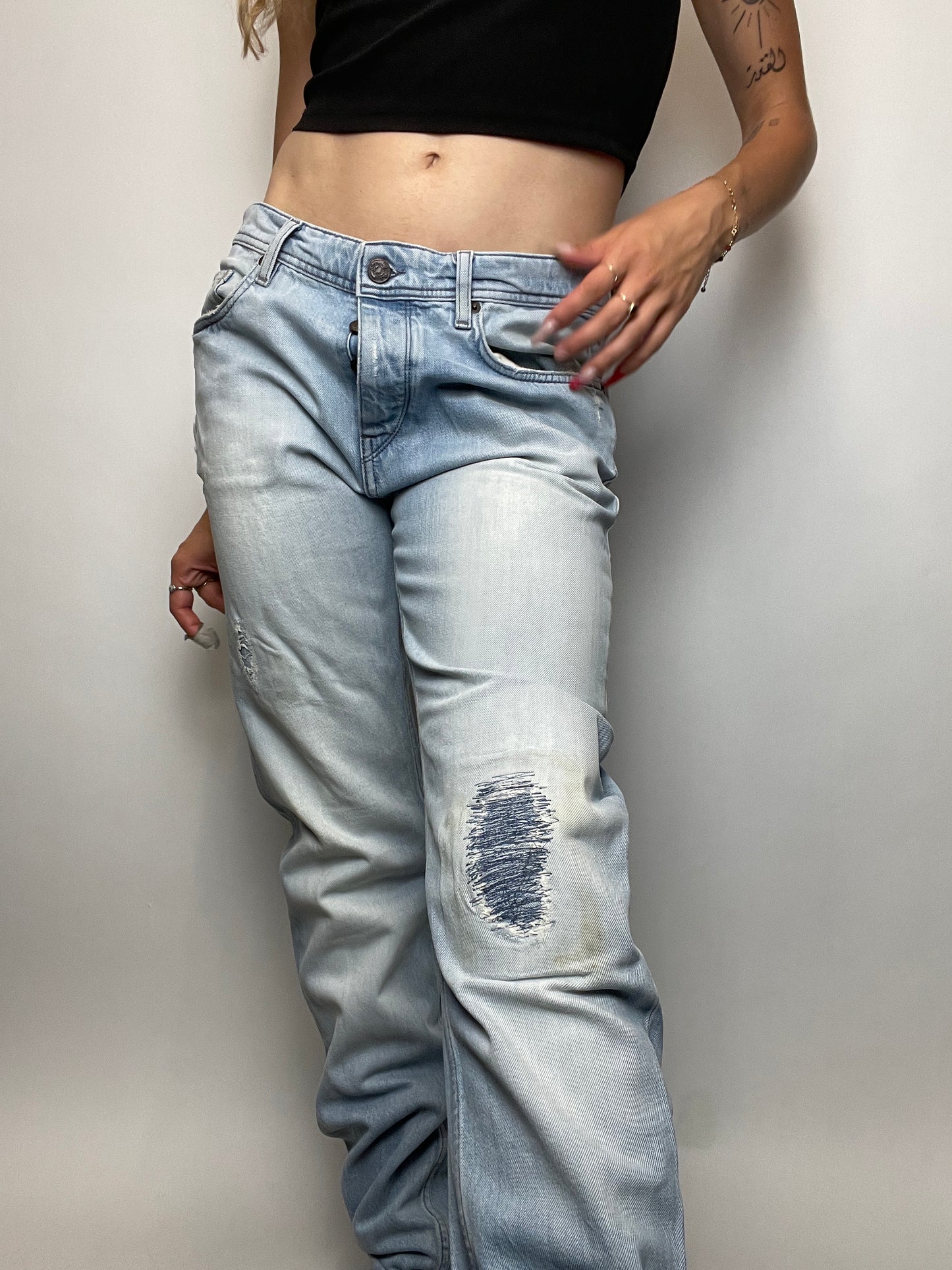 Jeans hugo boss vintage bleu claire elimé