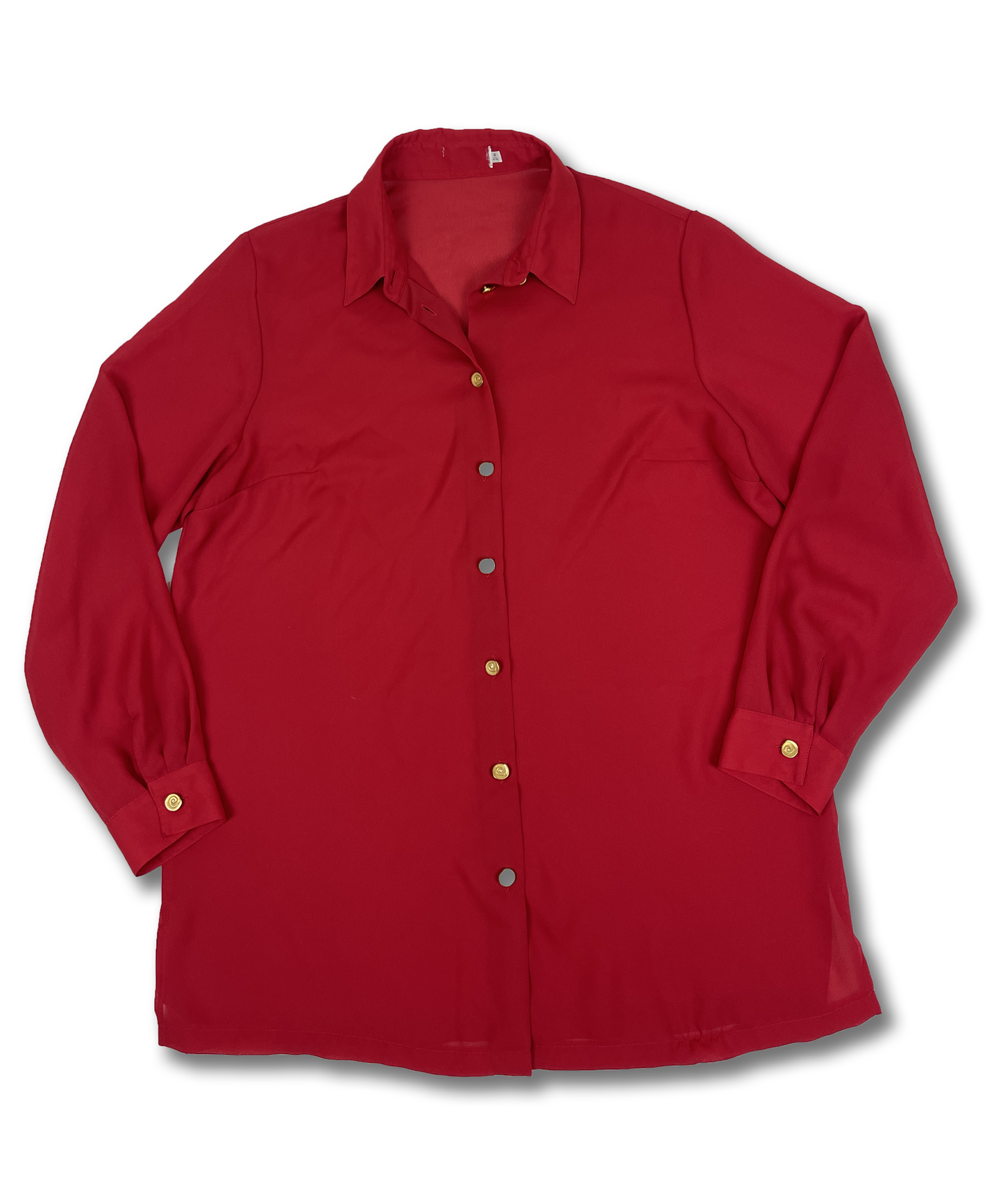 Chemise transparente rouge oversize boutons dorés