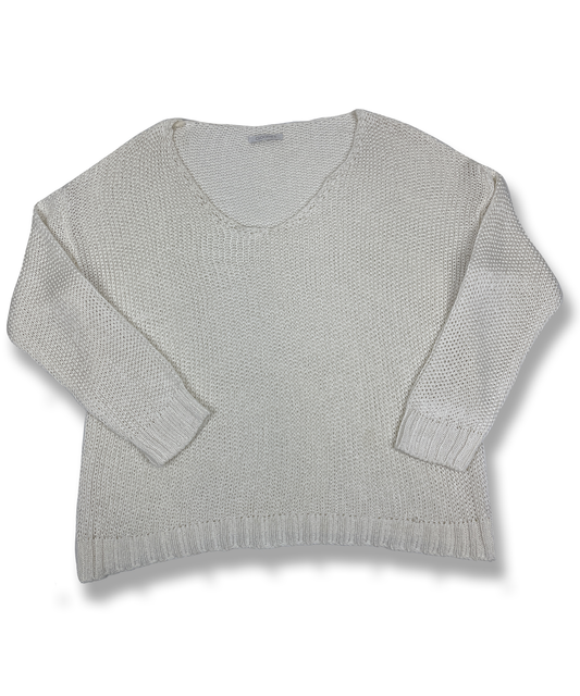 Pull col rond blanc transparent