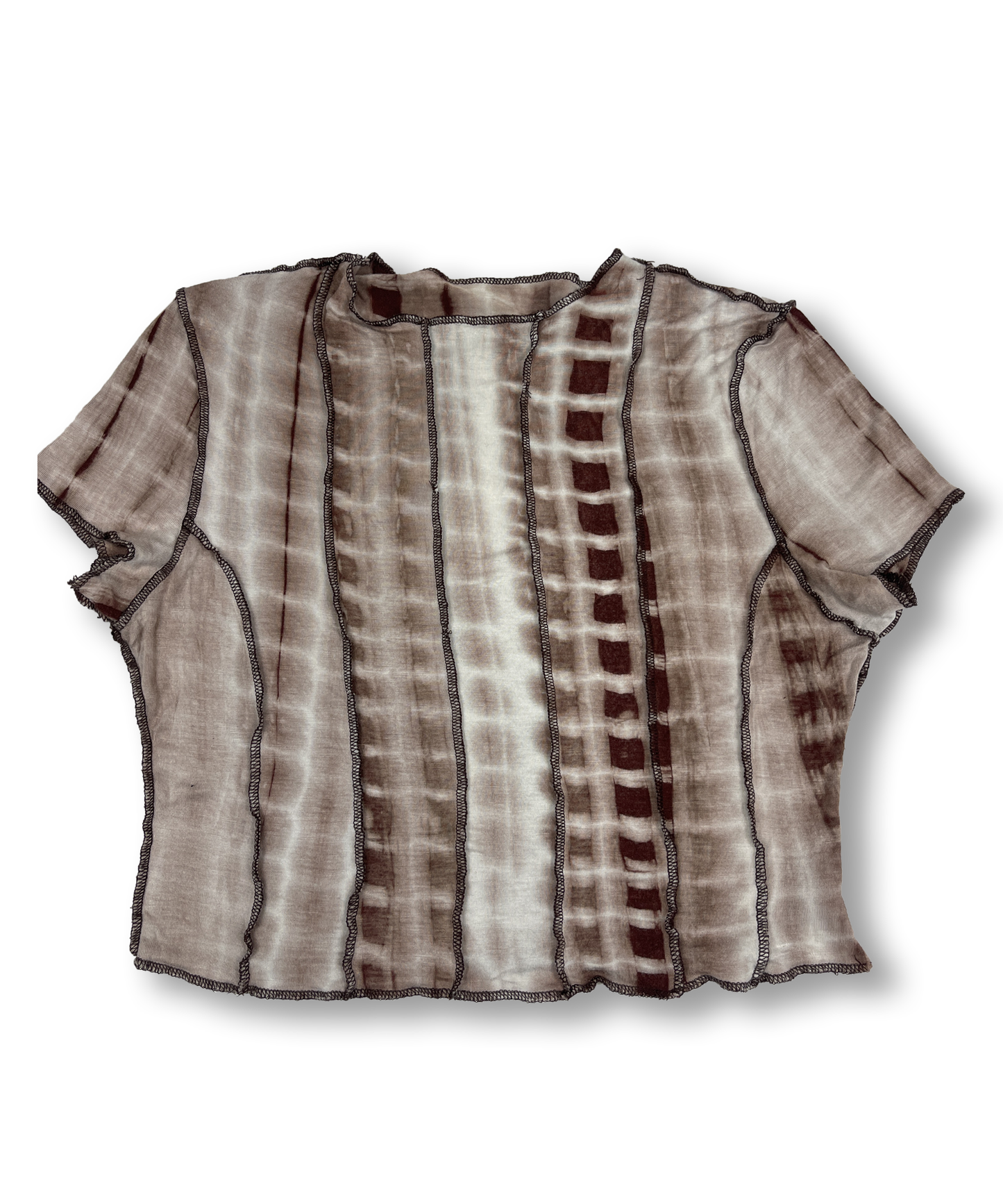 Crop top motif tie and dye marron