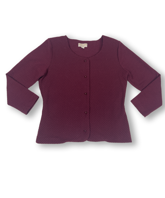 Cardigan y2k bordeaux col rond vintage