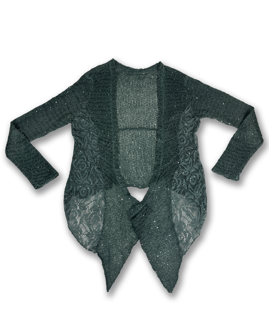 Gilet vert brillant y2k broderie fleurs vintage