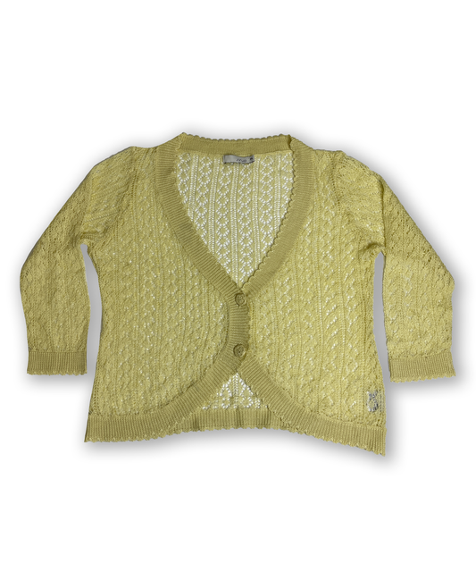 Gilet mailles transparent y2k jaune motif vintage