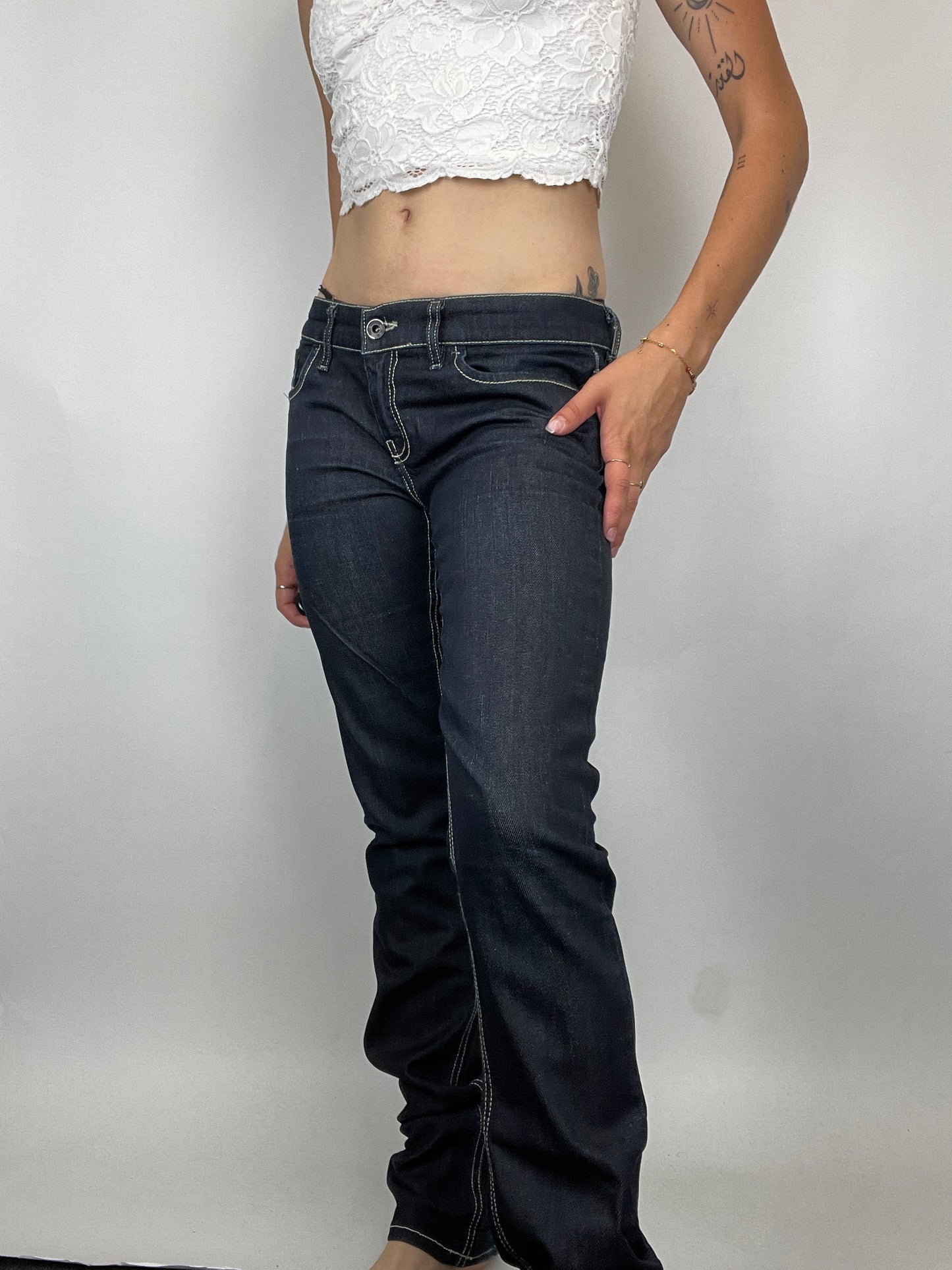 jean diesel taille basse y2k bleu foncé couture poche vintage