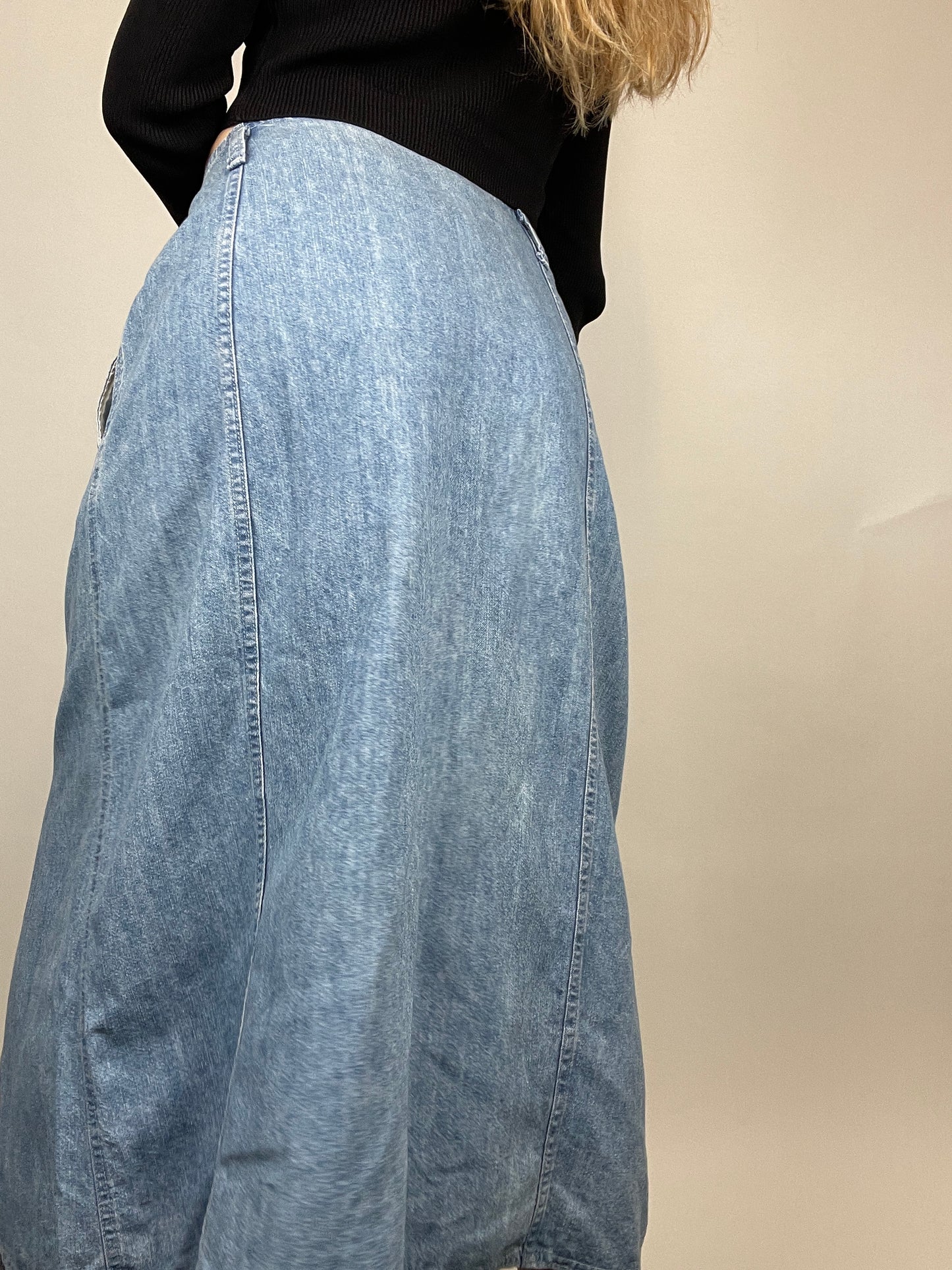 jupe en jean taille basse y2k longue vintage