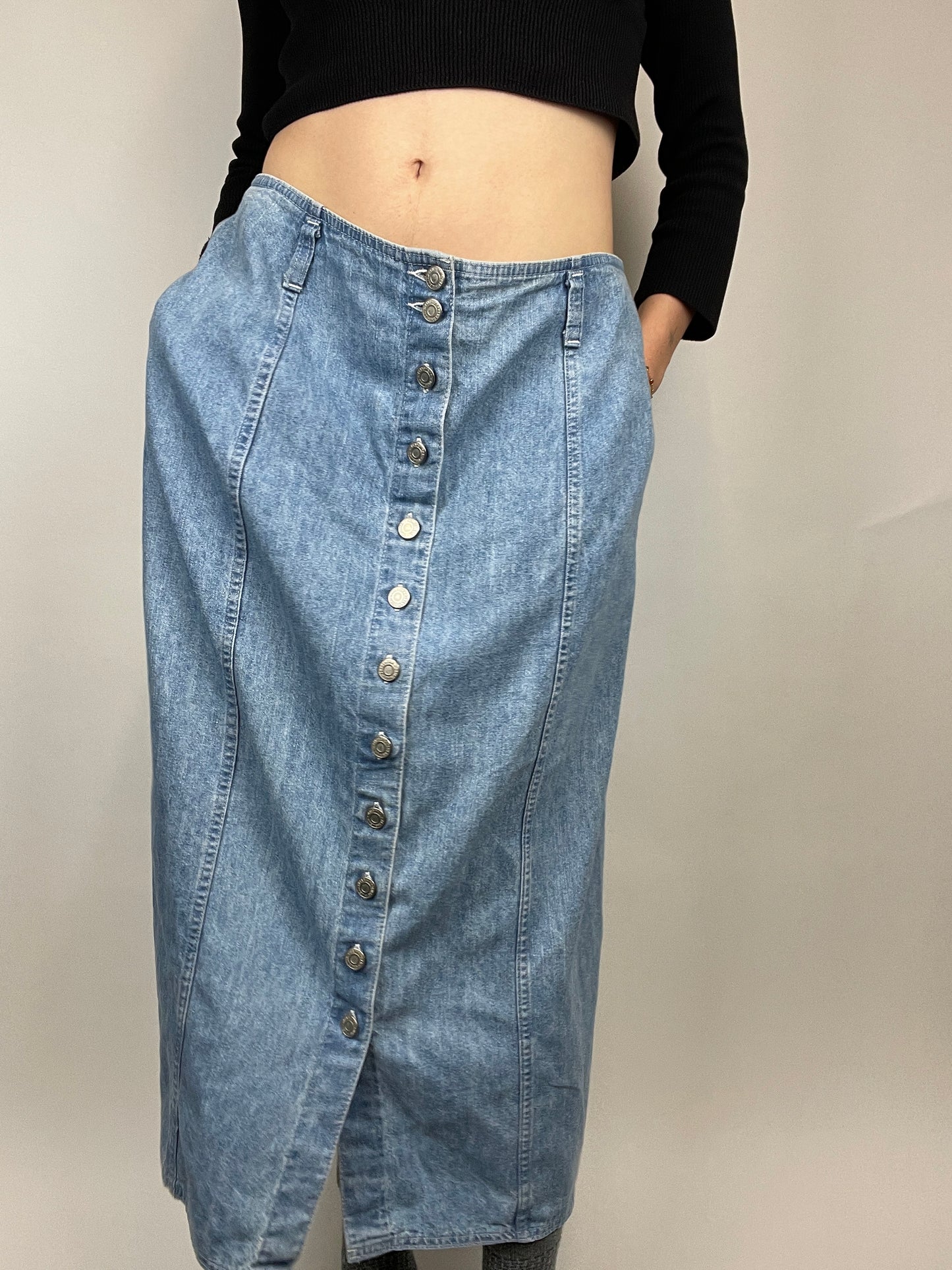 jupe en jean taille basse y2k longue vintage