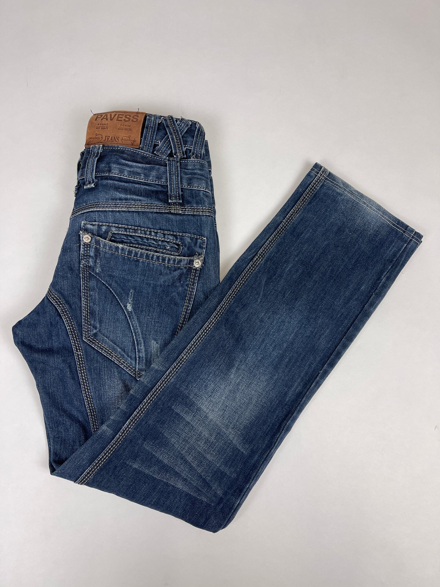 jeans découpe y2k baggy bleu vintage