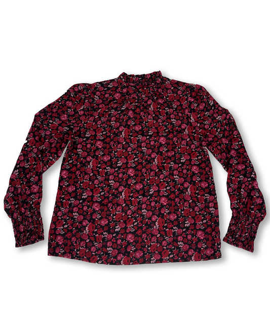 blouse fluide y2k à fleurs rouge vintage :