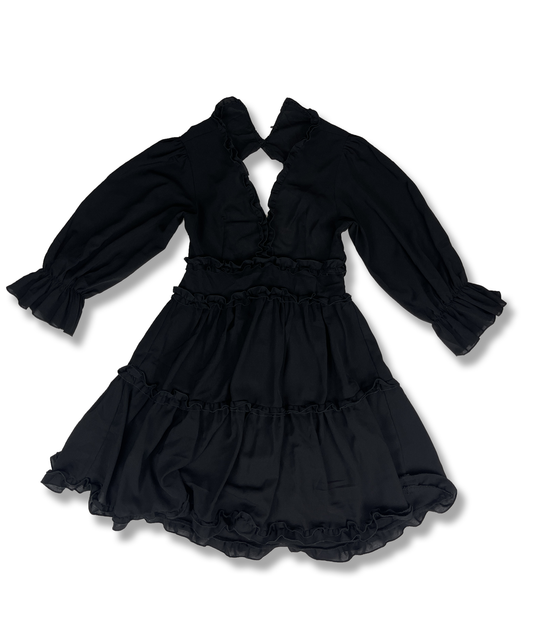 Robe babydoll y2k noir à dentelle vintage