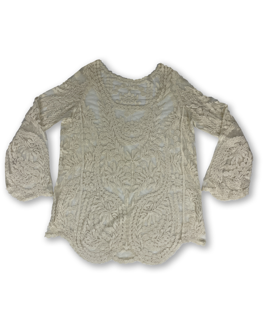 Top transparent y2k blanc broderies vintage