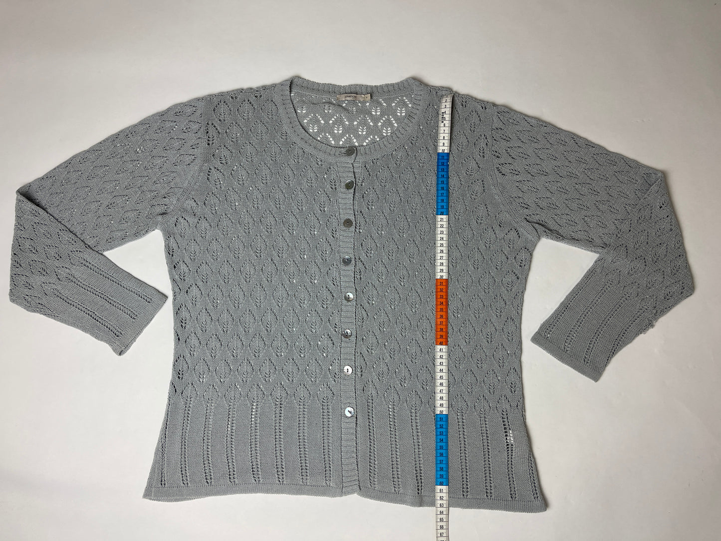 Gilet y2k ajouré gris motif vintage