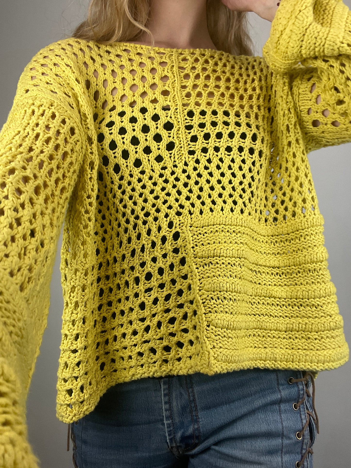 Pull ajouré jaune river island oversized