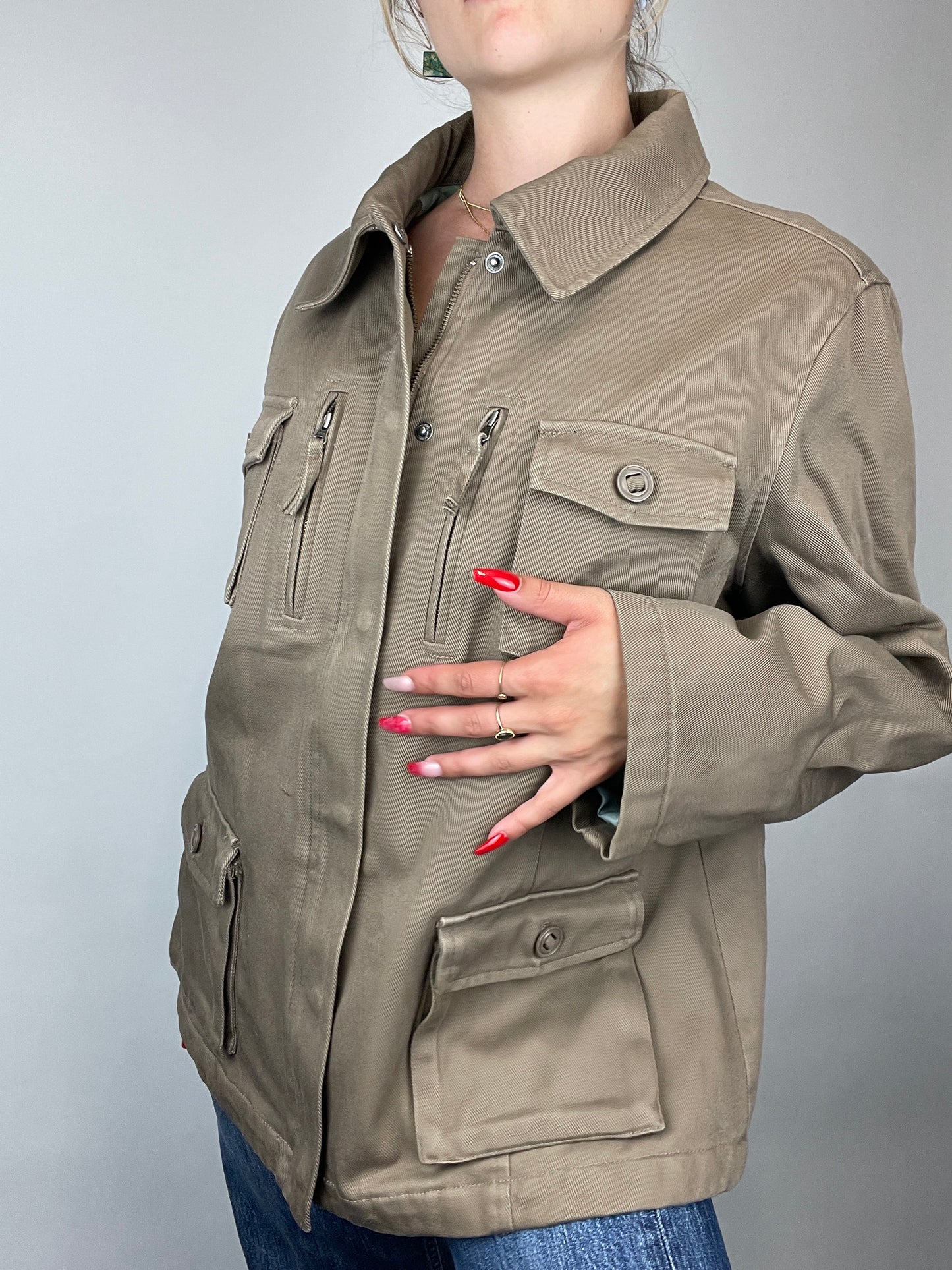 veste lourde y2k marron poche cargo oversize