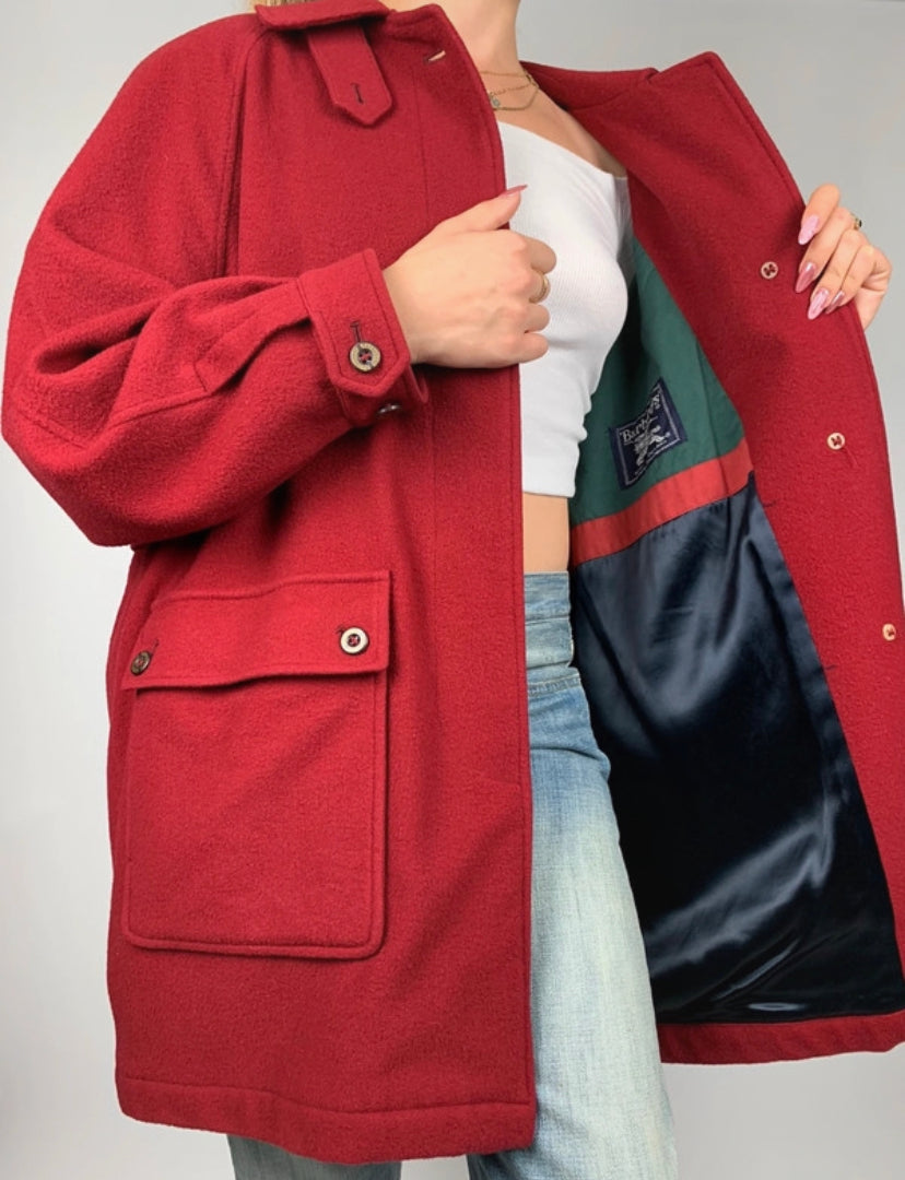 Manteau Burberry vintage feutré rouge