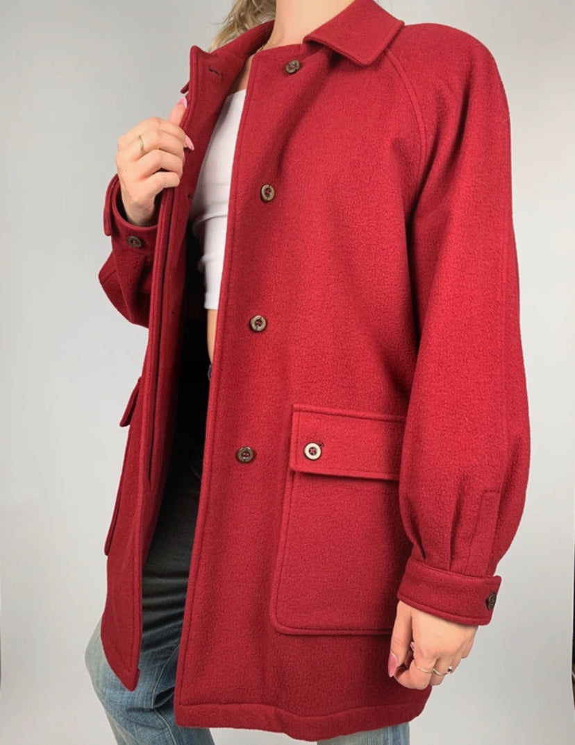 Manteau Burberry vintage feutré rouge