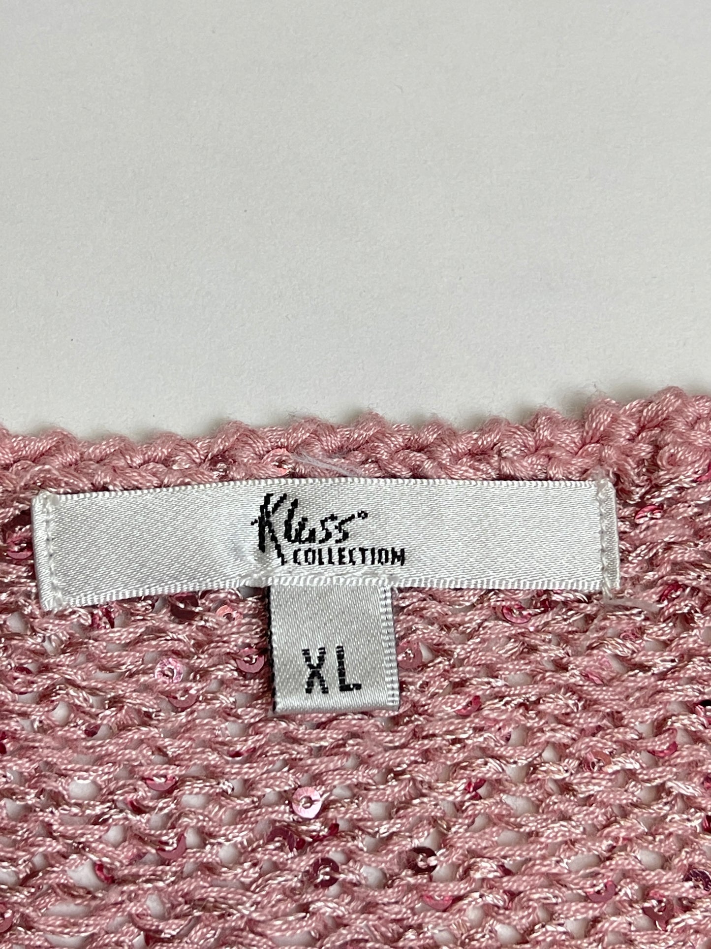 Gilet pailletté y2k rose crochet vintage