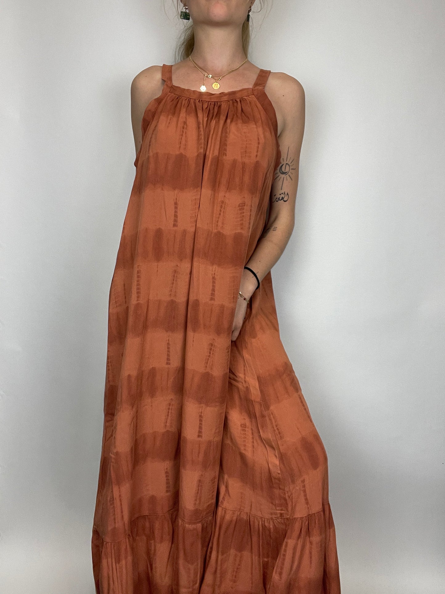 Robe longue y2k fluide marron été vintage