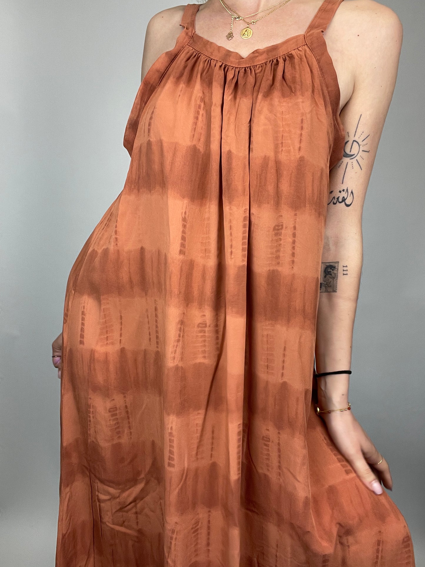 Robe longue y2k fluide marron été vintage