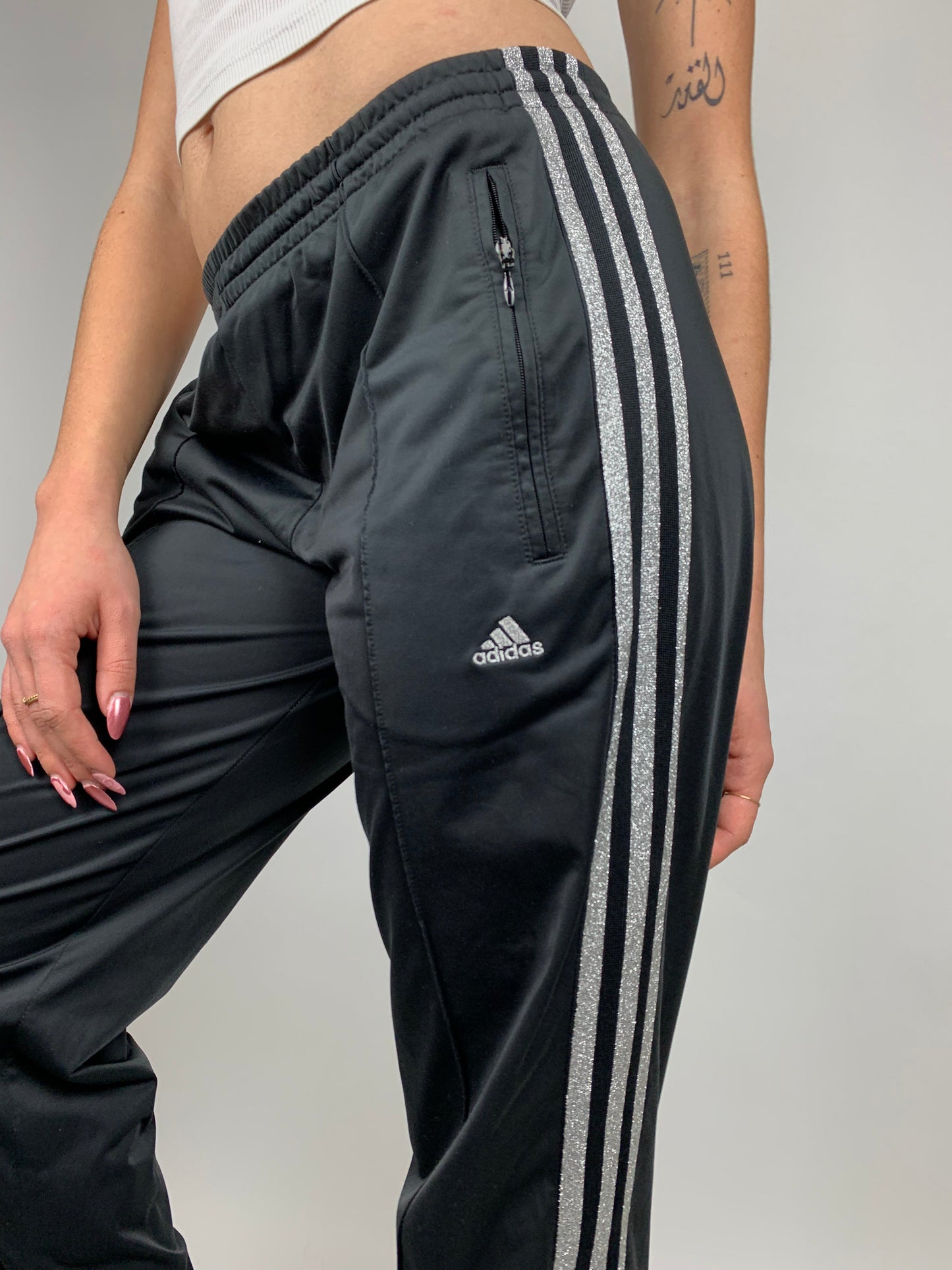 Track pant noir Adidas bandes pailletées